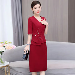 Elegant Chinese Style Sleeveless Midi Dress Slim Fit Maternity Wedding Guest Dress V Neckline Knee Length Formal Dress