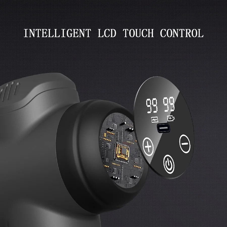Showlu Fashion Store 6/99 Speeds Massage Gun for deep tissue muscle relief, with 4/8 massage heads for athletes and body massage.