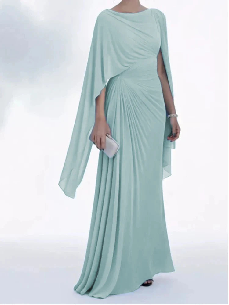 Elegant women's high waist evening dress by Fanbety with long sleeves, suitable for banquets, shown in a sleek black gown.