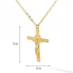 Cross Necklace 18K Gold Plated Religious Pendant Unisex Church Jewelry Gift Hypoallergenic Non-Fading Chain