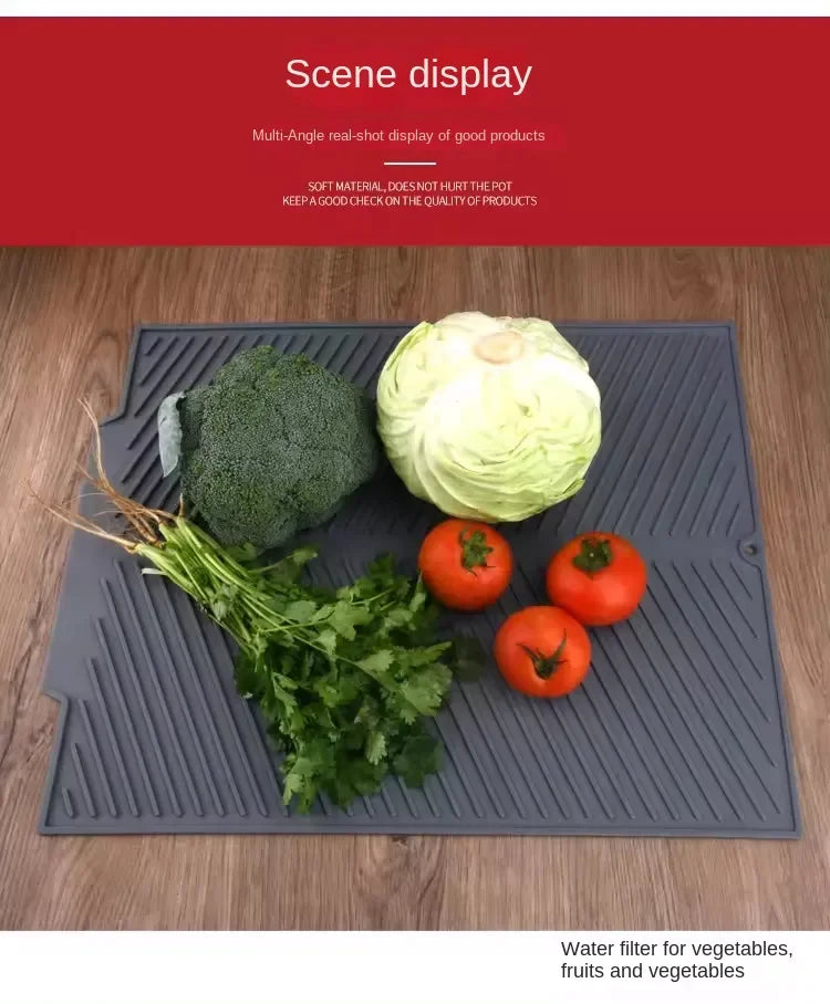 Showlu Smart General silicone sink protector mat with drainage holes, designed to protect sinks and hold utensils.