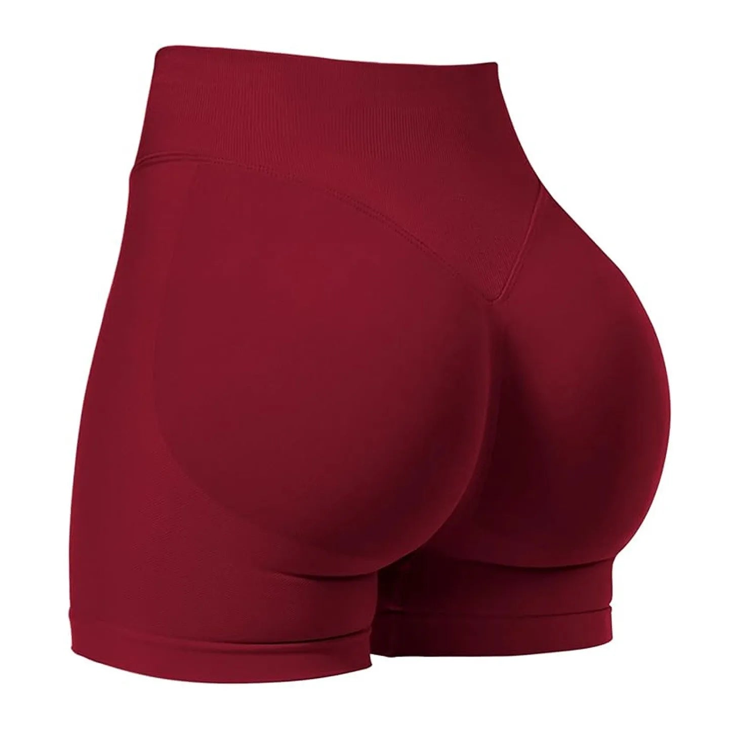 Women's seamless ribbed yoga shorts by SHOWLU FASHION STORE, high-stretch gym booty shorts, shown in black with a snug fit.