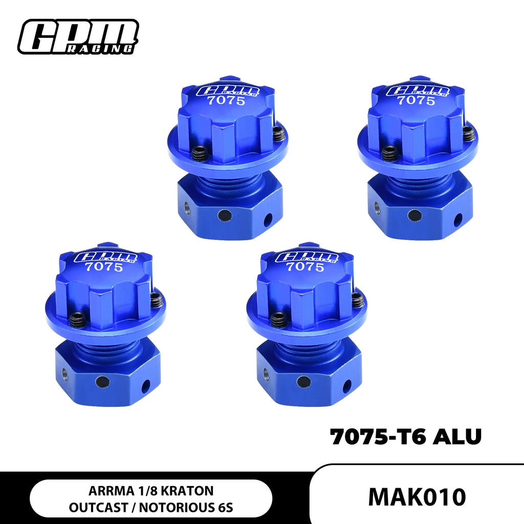 ARRMA 1/7 Limitless 8S aluminum wheel hex nut and lock nut in 7075 alloy, compatible with gear box 17mm for RC car upgrades