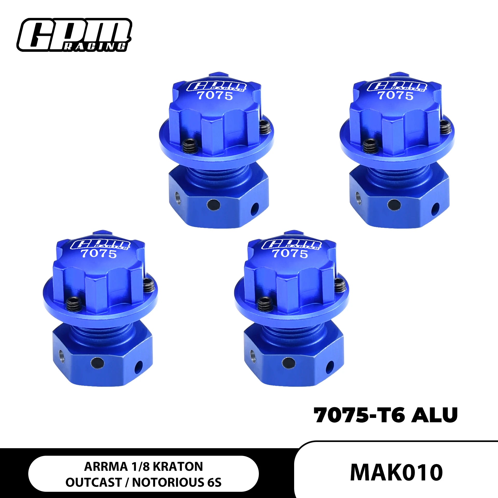 ARRMA 1/7 Limitless 8S aluminum wheel hex nut and lock nut in 7075 alloy, compatible with gear box 17mm for RC car upgrades