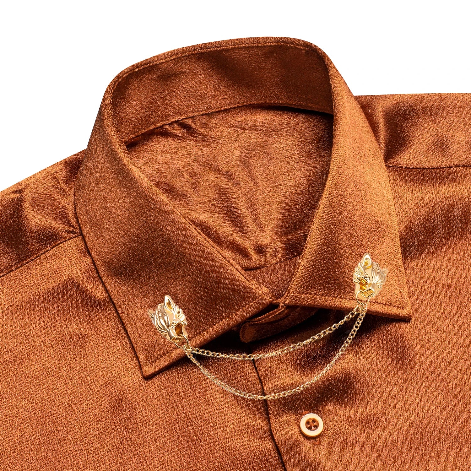 Men's silk slim fit long sleeve shirt by Showlu Fashion, featuring a solid jacquard formal design and elegant long-sleeve style.