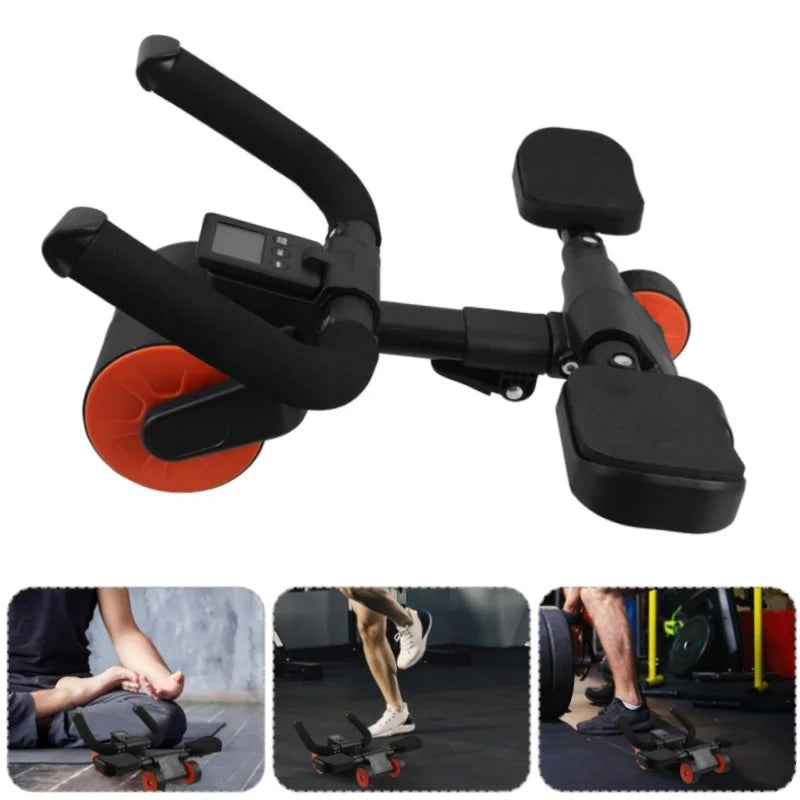 Showlu Adjustable 4-Wheel Abdominal Roller for plank support and core training, featuring ergonomic handles and durable design.