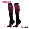 Showlu Knee-High Compression Sports Socks with nylon calf support, ideal for running and athletic activities.