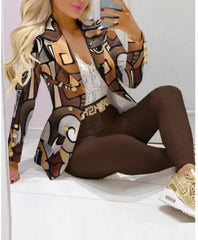2025 Women's 2pcs Tracksuits Solid Long Sleeve Blazer Pants Suit Sets Office Lady Tracksuit Two Piece Set Fitness Outfits Woman SHOWLU FASHION STORE