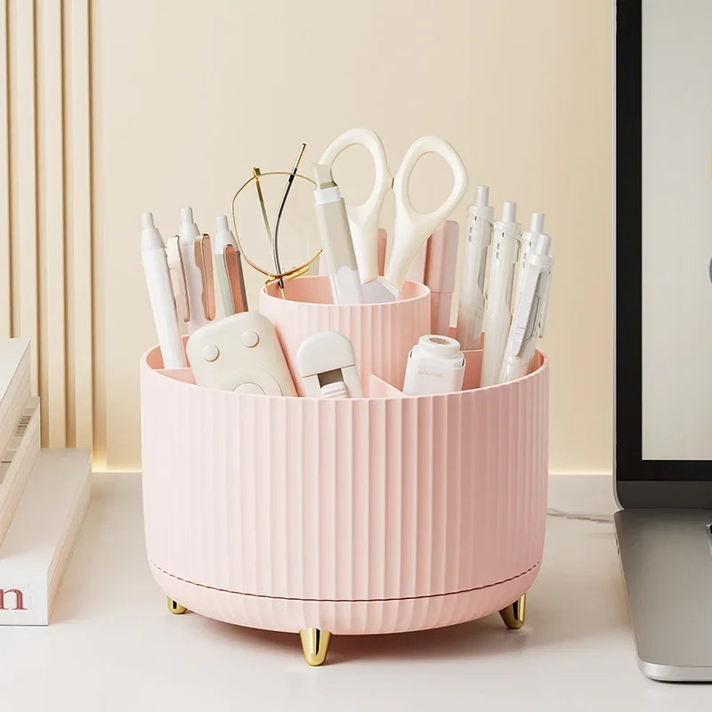 Showlu Smart 360° rotatable makeup and jewelry storage box with five compartments, designed for organized beauty and jewelry storage.