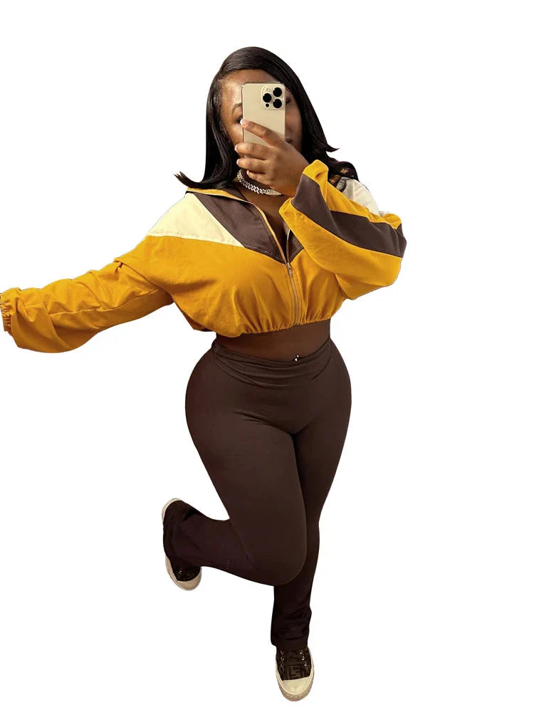 JENYAGE women's 2-piece slim fit flare yoga pants tracksuit with comfortable fabric, shown in a stylish activewear set.
