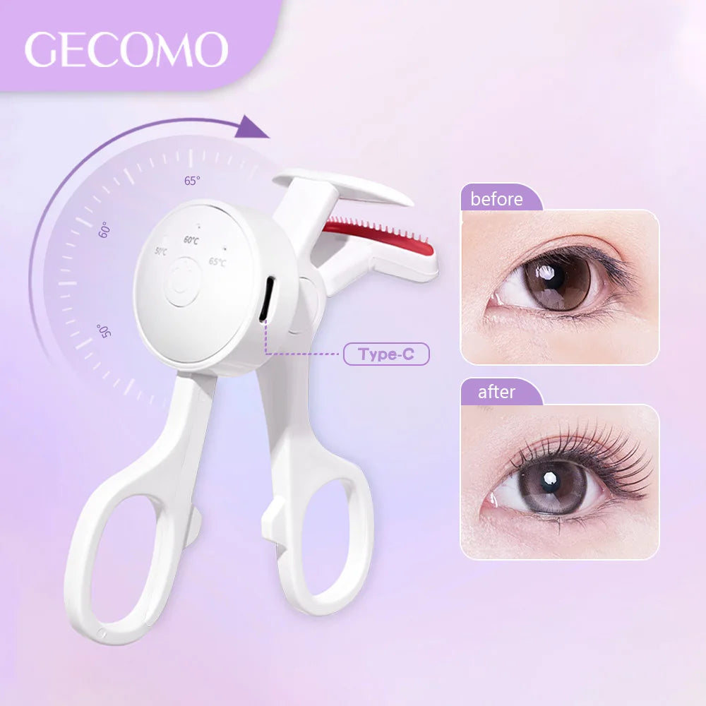 Showlu Smart General heated eyelash curler with handle and curling pad, designed for gentle, long-lasting eyelash curling.