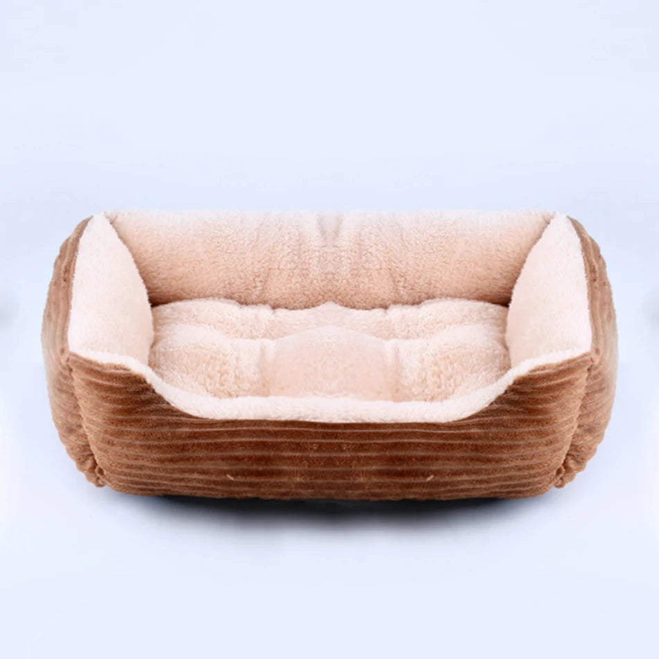 Showlu Fashion square plush calming dog bed with waterproof Oxford fabric, soft pet sofa for comfort and relaxation.