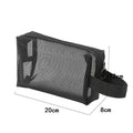Large black mesh travel cosmetic bag with multiple compartments for makeup and toiletries, ideal for organized storage.