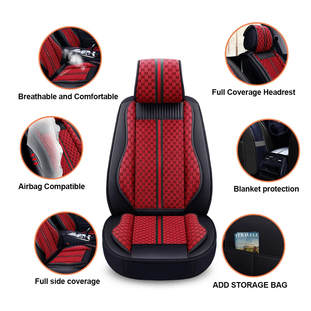 SHOWLU Universal PU Leather Car Seat Cover for SUV, four-season cushion, durable and comfortable automotive interior accessory