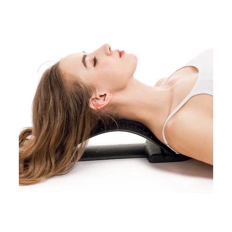 Multi-level back stretcher with magnetotherapy for lumbar support, designed to relieve back pain and improve posture.