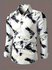 Hawaiian Men's Long Sleeve Shirt Simple 3D Printed Clothing Button Flip-over Street Trend New Series