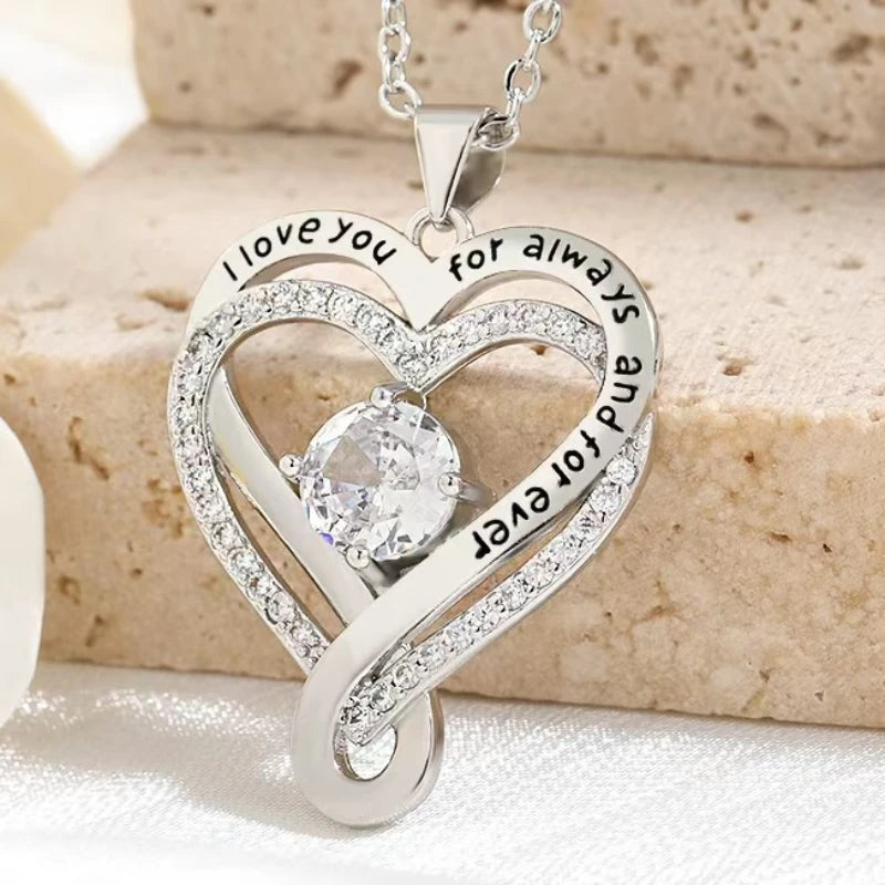 Heart-shaped pendant necklace with hollow zinc alloy design, stylish party jewelry by Showlu Fashion Store.