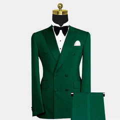 Formal Blue Luxury Men Suits Double Breasted Peak Lapel Blazer Wedding Prom Party Tailor 2 Piece Jacket Pants Set Outfits Terno SHOWLU FASHION STORE