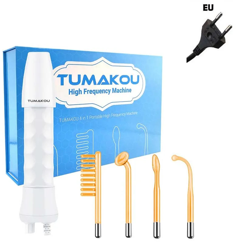 Facial Skin Care High Frequency Facial Wand Portable Hand-Held High Frequency Facial Machine with 4 Pcs Different Tubes