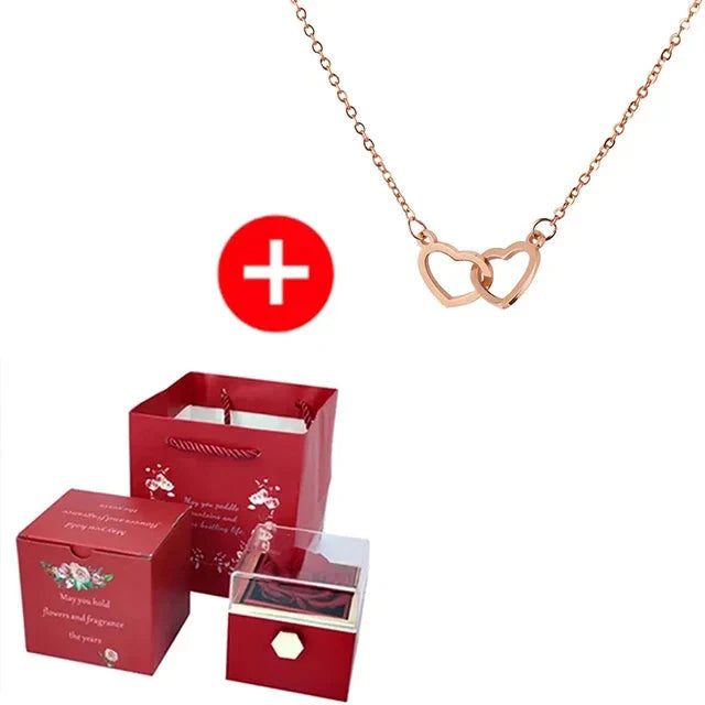 SHOWLU FASHION STORE JMjermyn rotating eternal rose jewelry box with wedding necklace case, featuring a decorative floral design.