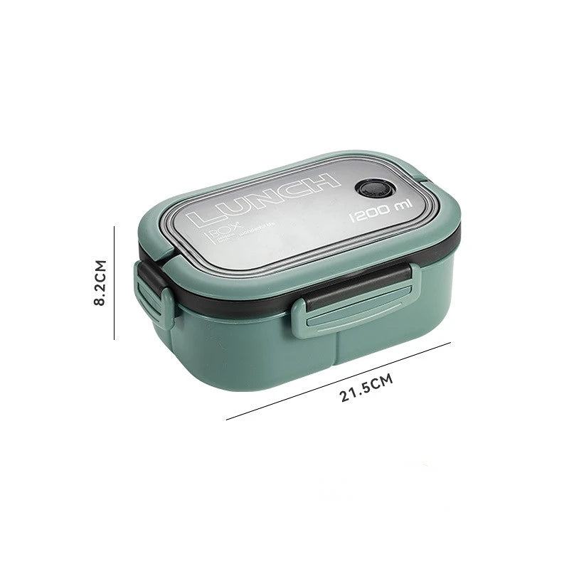 Showlu Fashion Store 1200ML 2-layer bento lunch box with spoon and fork, leakproof, portable food container for office or camping.