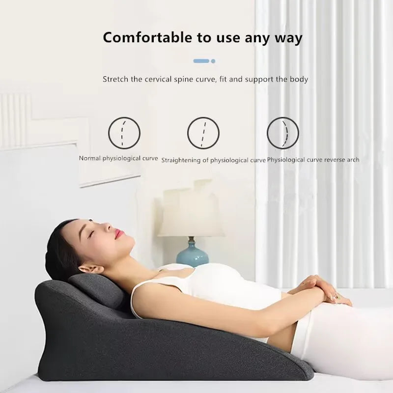 Showlu Memory Foam Prone Sleeping Pillow with ergonomic design and soft cover, ideal for comfortable prone sleep positioning.