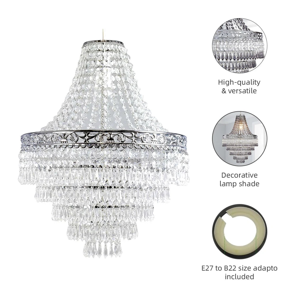 Showlu Blenheim 47cm acrylic chandelier shade with modern pendant droplets, designed for stylish lighting fixtures.