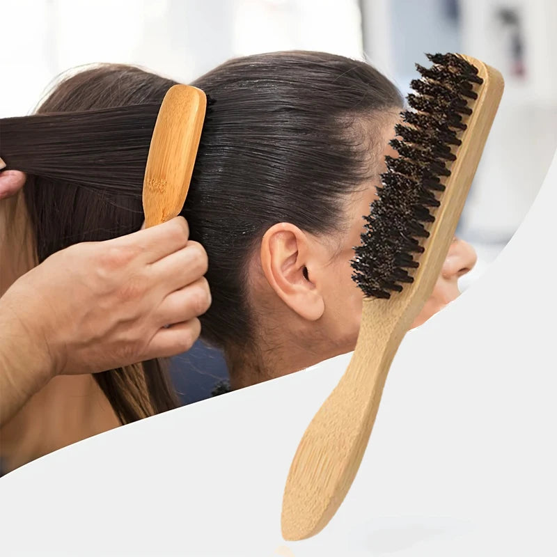 Brown pointed-tail bristle comb by Showlu Fashion Store, smooth anti-static hair comb for home use, reduces tangles and hair damage