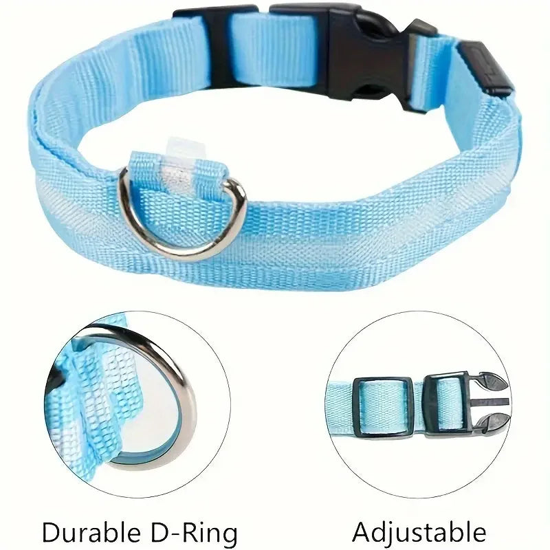 LED glow dog collar and safety night leash by Showlu Smart General, illuminated collar with reflective features for nighttime visibility