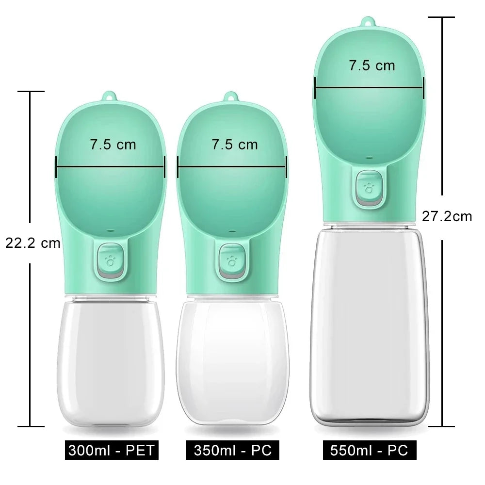 Showlu portable dog water bottle with leakproof design and built-in drinking bowl, ideal for outdoor pet hydration.