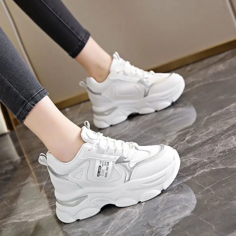 Large size women's autumn breathable lightweight casual sports shoes with thick soles, comfortable and versatile by Showlu Fashion.