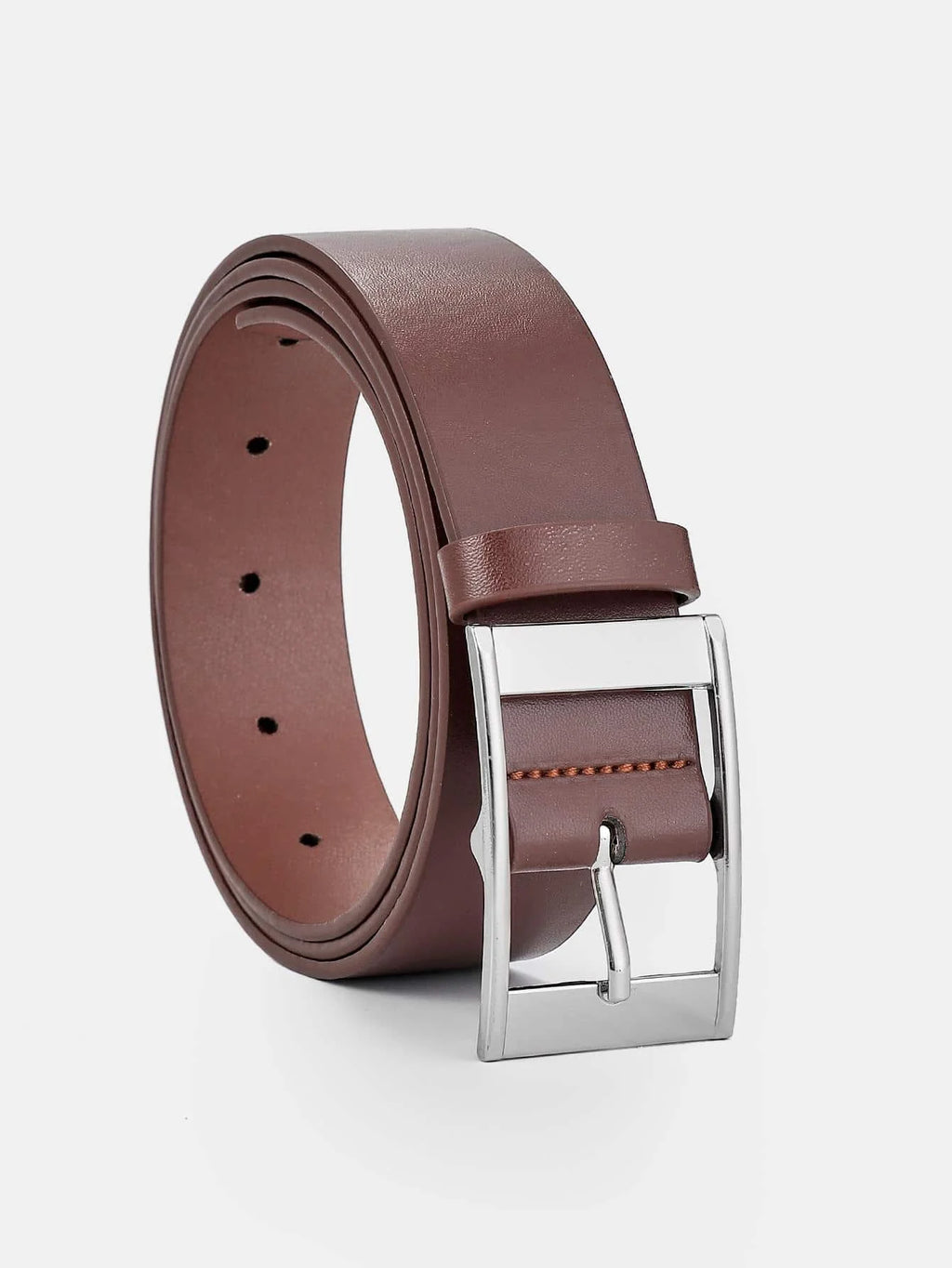 Men's faux leather belt with pin buckle, casual and business style, showcasing a sleek design and durable strap.