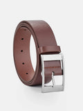 Men's faux leather belt with pin buckle, casual and business style, showcasing a sleek design and durable strap.