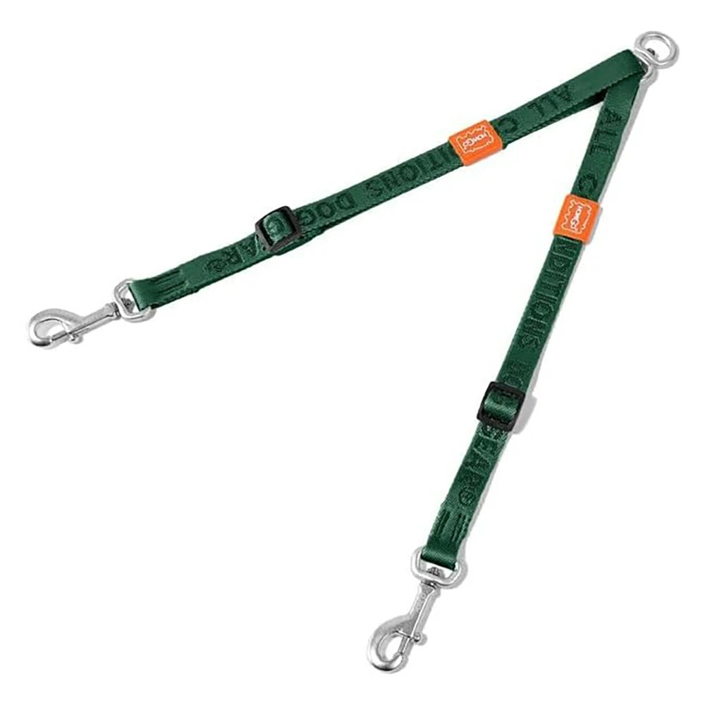 Double dog leash by Howgo from Showlu Fashion Store, adjustable nylon dual lead with no-tangle design for walking two dogs simultaneously.