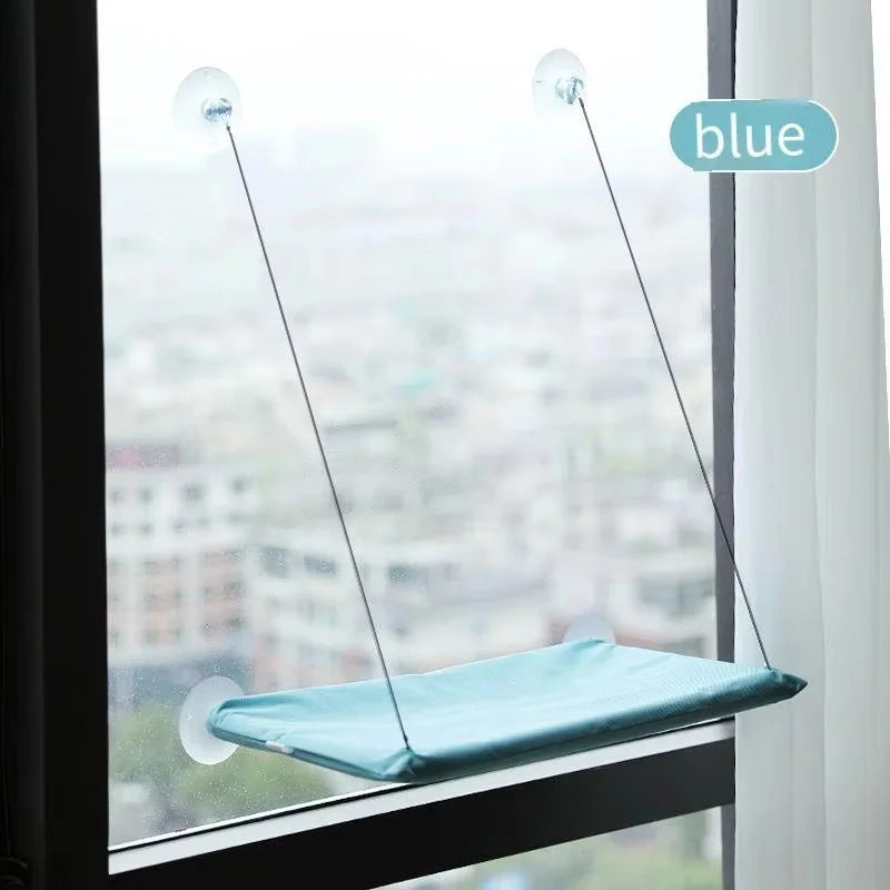 Showlu Cat Window Hanging Hammock Bed made of Oxford fabric, space-saving perch for cats to relax and enjoy window views.