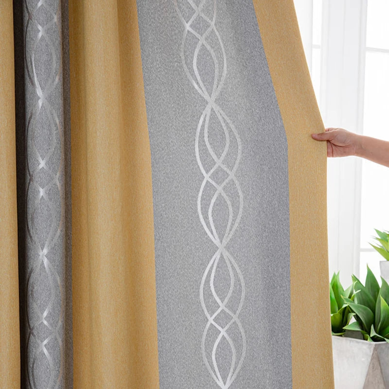 New Thickened Striped Jacquard Curtains For Kids Children's Room Living Room Bedroom Seamless Splicing Curtain Fabric