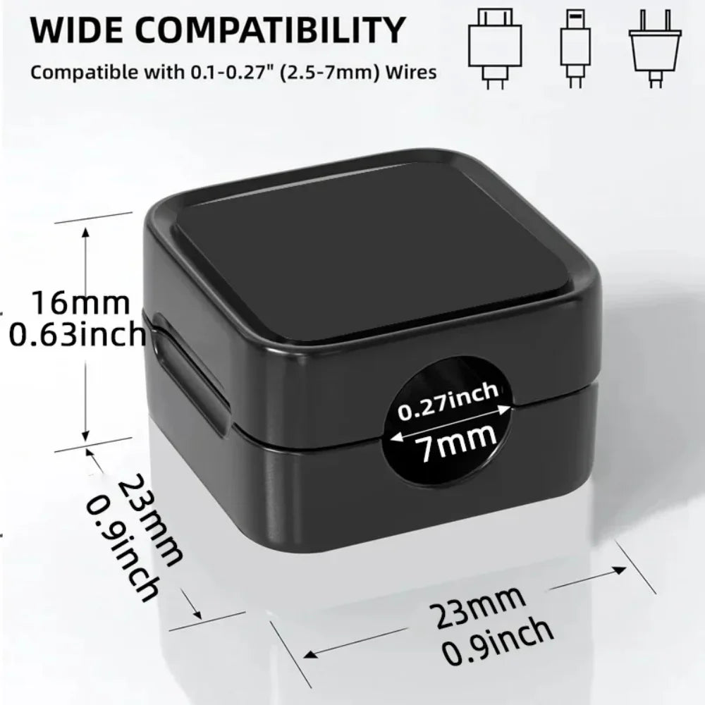 Showlu Smart General magnetic cable clips organizer holding charging cables on a desk with a sleek black finish.