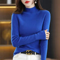 Women's pleated pullover sweater with half high collar and slim fit from SHOWLU FASHION STORE, stylish and cozy for everyday wear.