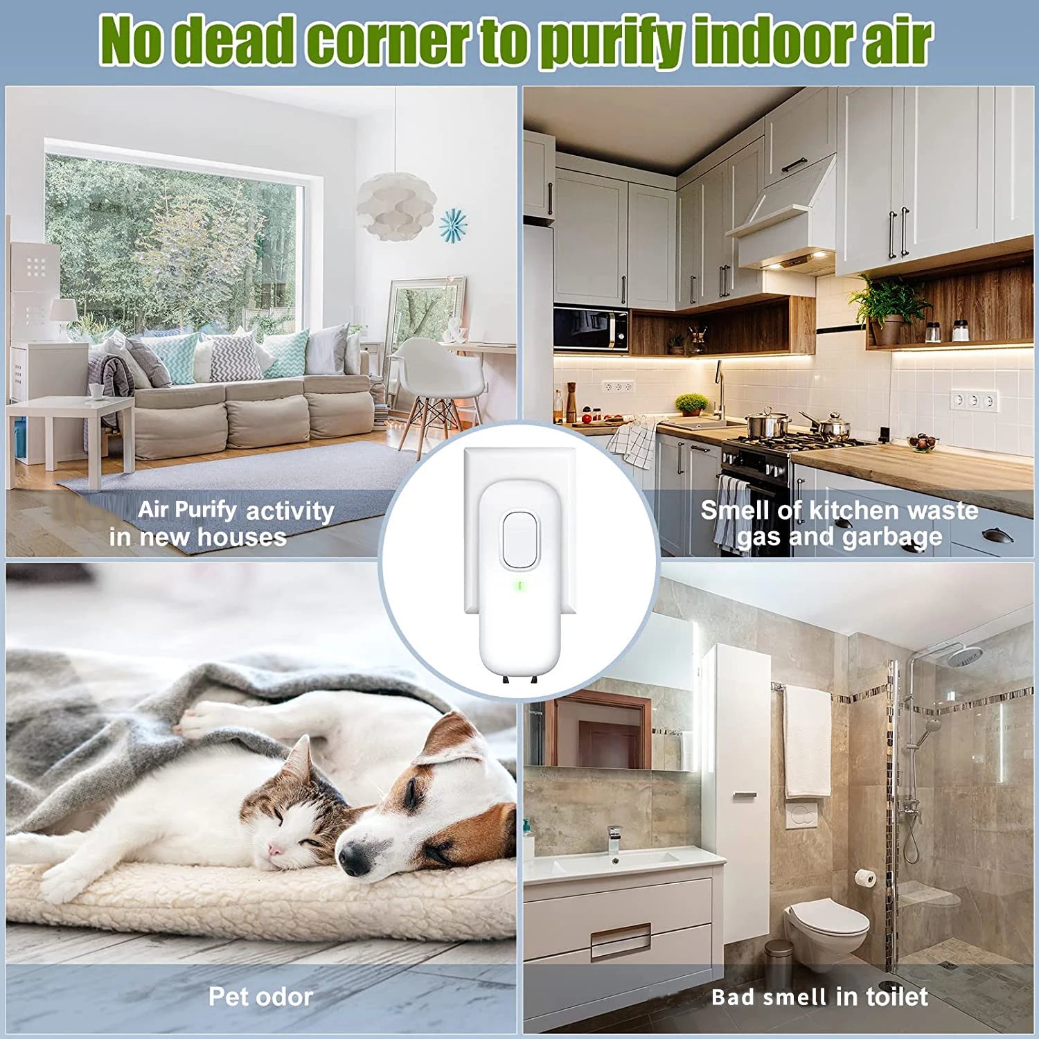 Showlu Smart General plug-in negative ion air purifier for home, compact device with air intake and outlet for cleaner indoor air