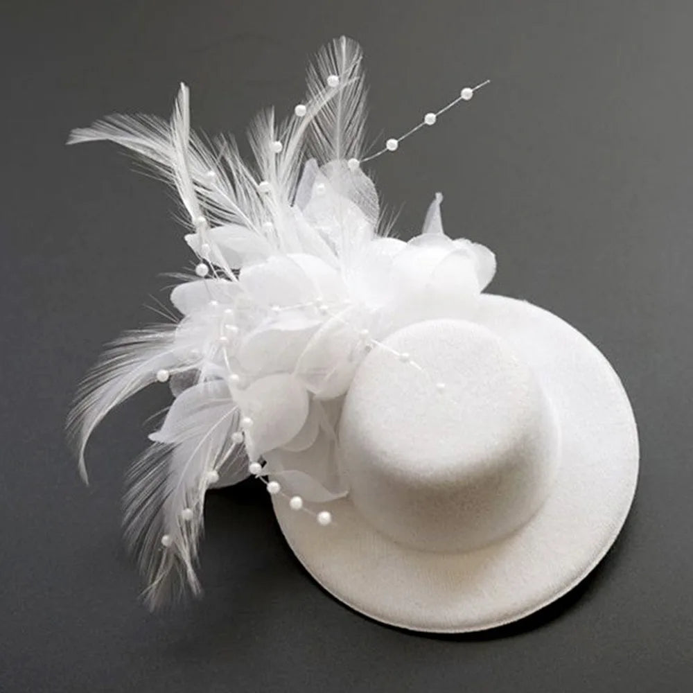 Fashion 13cm Kids Fascinators Hats Feathers Hair Accessories Flower Pillbox Hat Makeup Prom Teas Party Hairpins Party