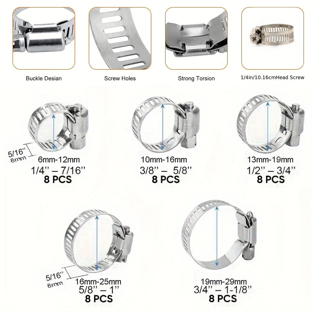 Showlu Smart General hose clamp set with stainless steel clamps, ideal for securing hoses in automotive and plumbing applications.