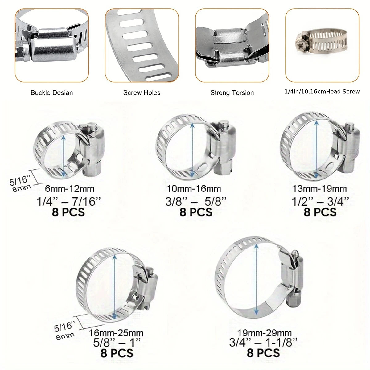 Showlu Smart General hose clamp set with stainless steel clamps, ideal for securing hoses in automotive and plumbing applications.