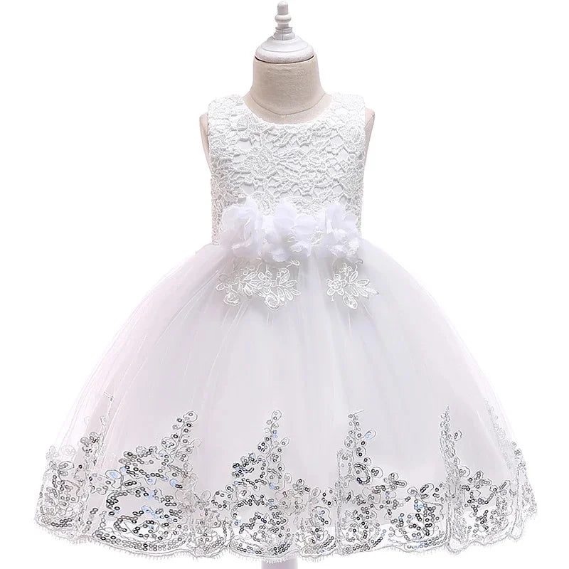 Girls summer lace princess dress in floral design, perfect for birthdays and parties, featuring a tutu and elegant vestidos style.