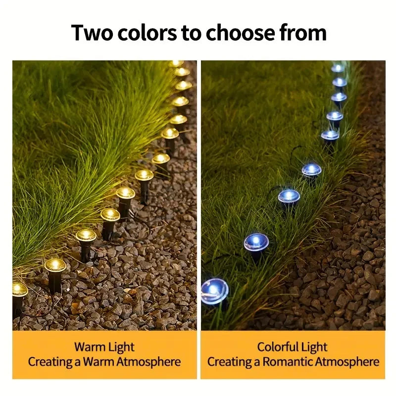 Solar LED garden pathway lights with 8 modes, outdoor landscape lighting, Showlu Fashion Store decorative pathway lamps.