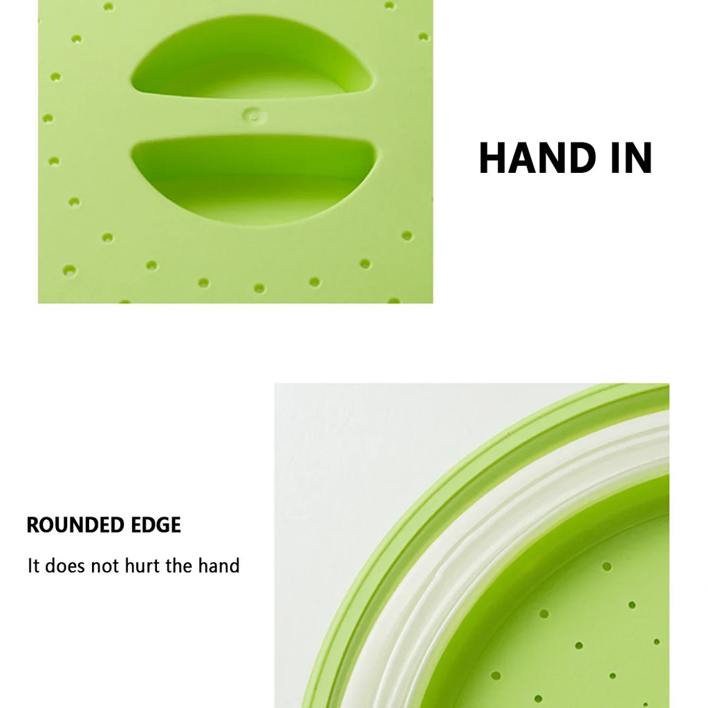 Showlu Smart General silicone microwave cover, flexible and heat-resistant, with vent holes for steam release, designed for microwave cooking.