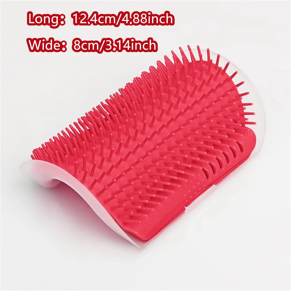 Cat self-groomer with catnip, wall-mounted corner brush and soft comb for pet grooming and face rubbing, by Showlu Fashion Store.
