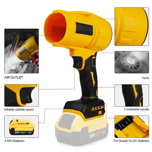 Electric Brushless Cordless Electric Air Blower Turbo Jet Fan Brush Motor Handheld Dust Blowing Power Tool for Dewalt Battery