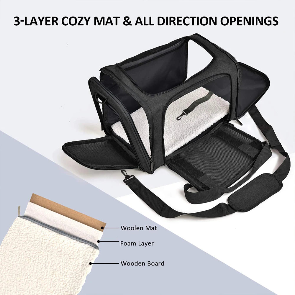 Showlu Fashion soft-sided dog carrier backpack made of breathable nylon, designed for comfortable pet transport.