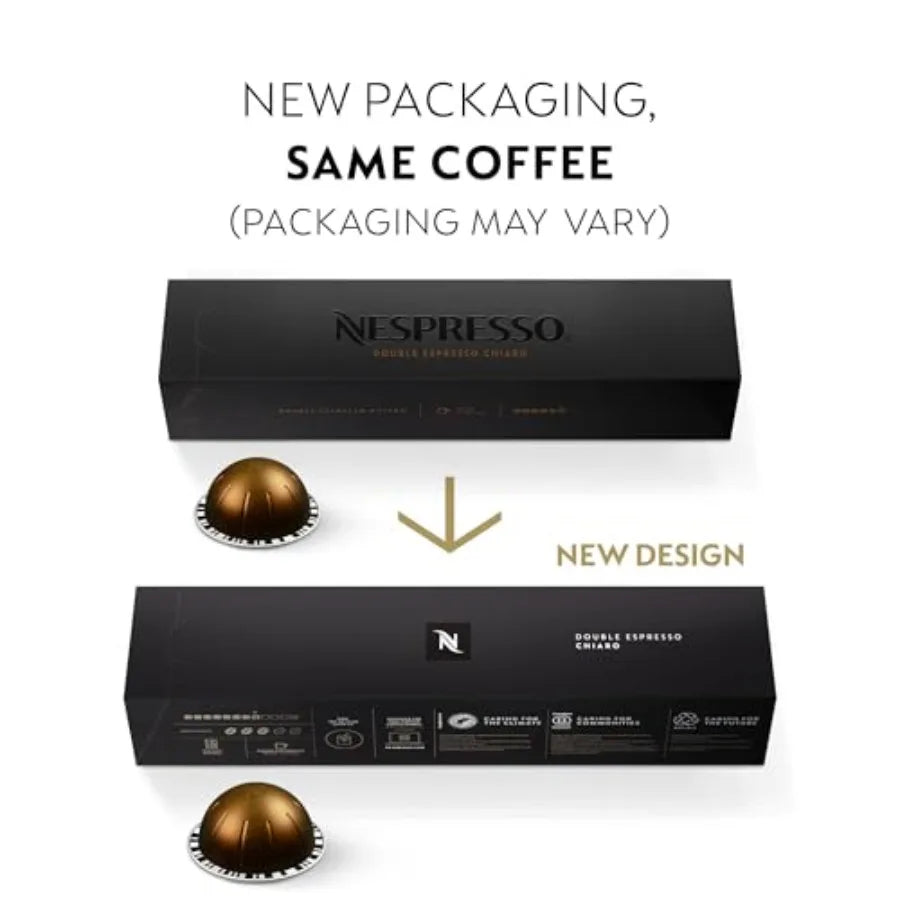 Nespresso Vertuo Double Espresso coffee capsules, Showlu Fashion Store, 30-count medium roast espresso pods with 2.7oz brew size.