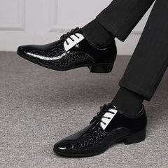 Oxford shoes for men luxury patent leather wedding shoes office slip on men work shoe New Pointed Toe derbies sapatos masculinos